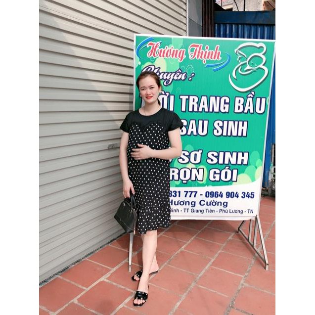 Cato321 dochoi Đầm bầu thiết kế chấm bi ren ngực