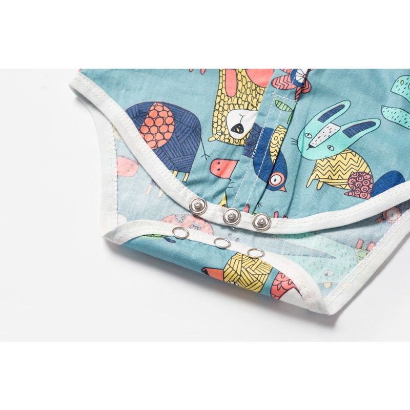 Bộ Áo Liền Quần Cotton Ngắn Tay Cổ Polo In Họa Tiết Tam Giác Thời Trang Cho Bé Trai 0-18 Tháng Tuổi