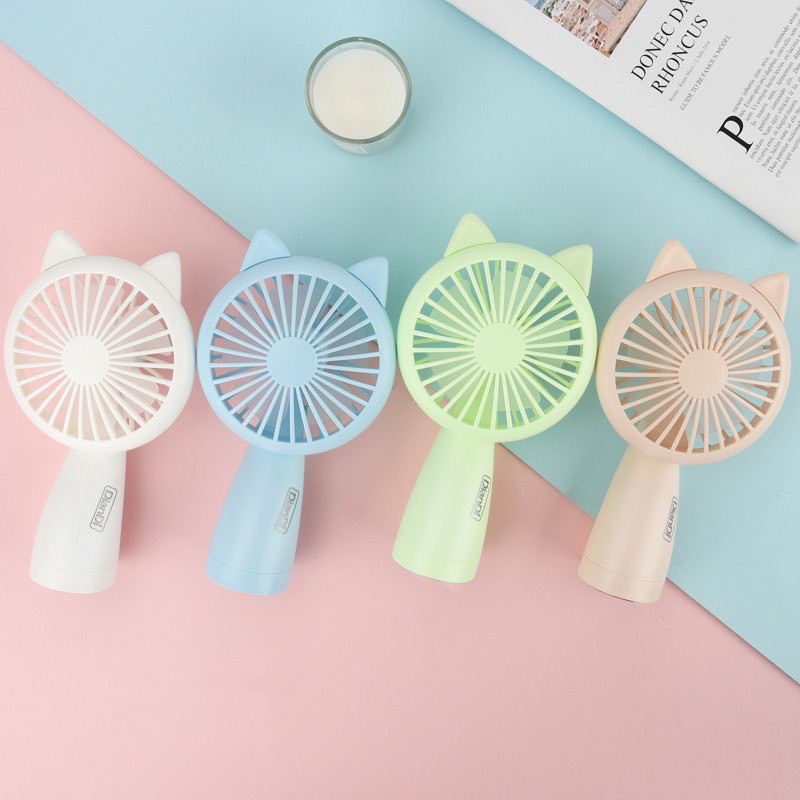 Quạt Cầm Tay Tai Mèo Tai Thỏ 5 Cánh Có Đèn Led Pin Sạc | BigBuy360 - bigbuy360.vn