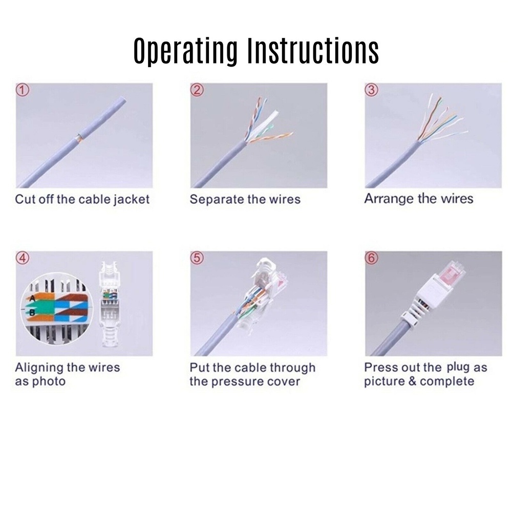 Đầu kết nối dây cáp mạng Cat6 Rj45 Poe 8p8c không cần uốn