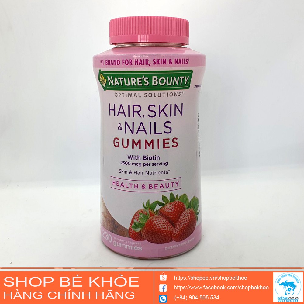 Kẹo dẻo Hair Skin Nail Gummies 230 Viên - Cho da, tóc, móng