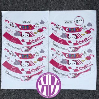 Bộ tem dán vành xe máy bản to HELLO KITTY - MS077