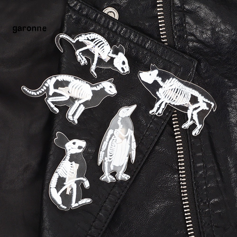 GA_Clear Pig Cat Penguin Rabbit Bird Mouse Brooch Pin Denim Jacket Backpack Badge