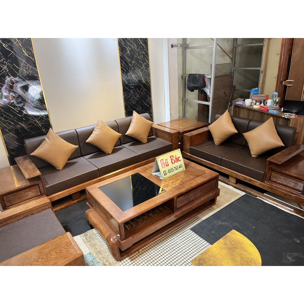Sofa 2 văng đùi gà gỗ sồi nga - ghế sofa đùi gà kích thước lớn cao cấp - ảnh thật tại xưởng
