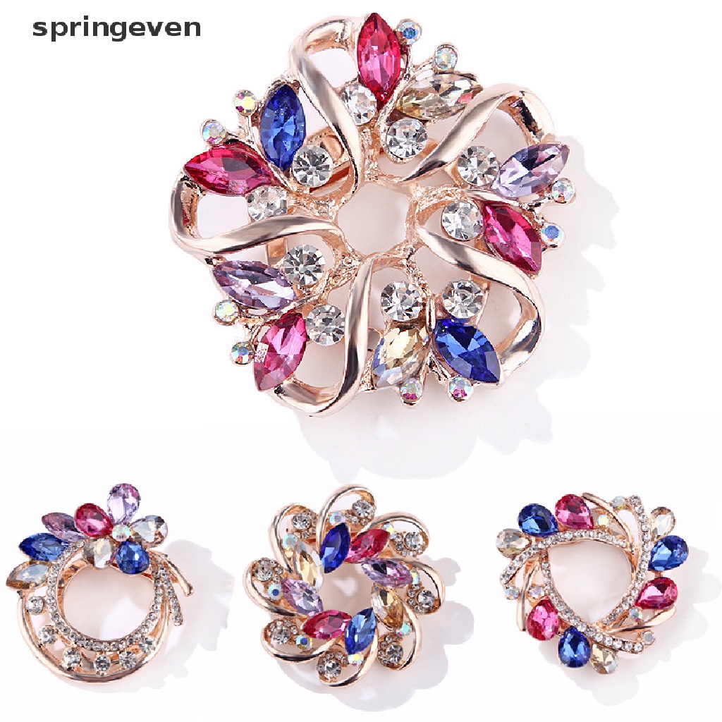 Ghim Cài Áo Hình Vòng Hoa Đính Đá Nhiều Màu Thời Trang Cho Nữ