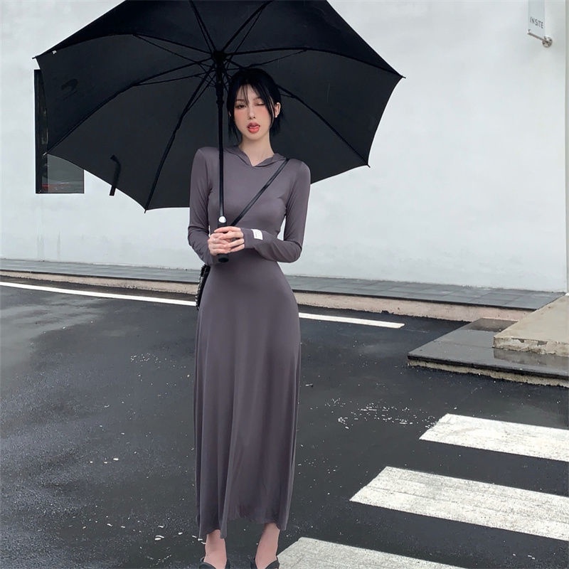 COZOK Váy Hoodie Tay Dài Form Ôm Kiểu Dáng Hợp Thời Trang