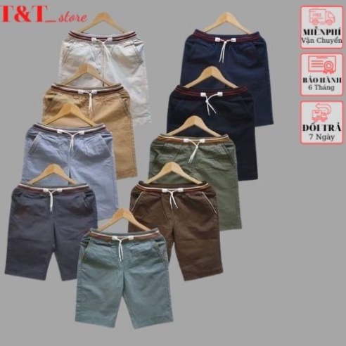 Quần Short Kaki Nam Lưng Bo R Có Dây Rút Chất Kaki Co Giản Mềm Mịn T&amp;T_store Men87_store