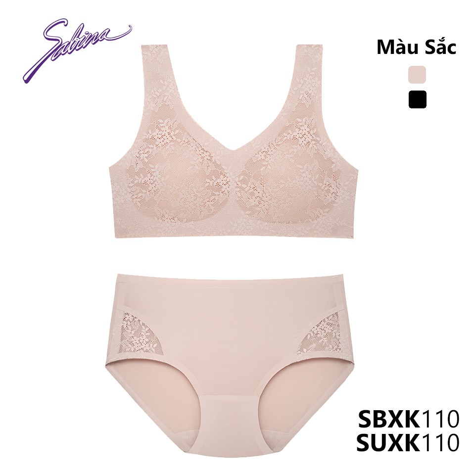 Combo Áo Lót Không Viền May Mút Vừa Phối Ren Sexy Và Quần Đồng Bộ Fashion Soft Collection By Sabina SBXK110+SUXK110