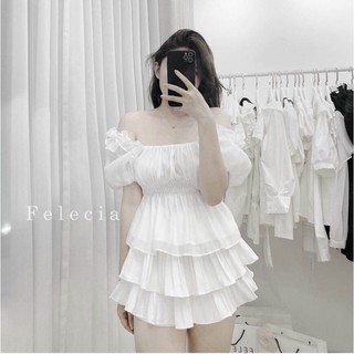 SET ÁO TRẮNG BO EO TAY PHỒNG CHAN VÁY