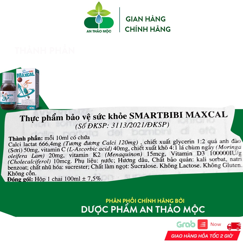 Smartbibi Maxcal Bổ Sung Calci Vitamin D3K2 Giúp Bé Hấp Thu Canxi Phát Triển Chiều Cao