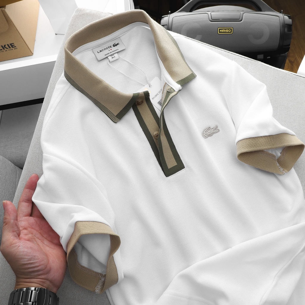 Aó polo nam cao cấp LCST 2 cổ phối 2 khuy,Form Slimfit,vải COTTON khô co dãn 4 chiều,thấm hút mồ hôi