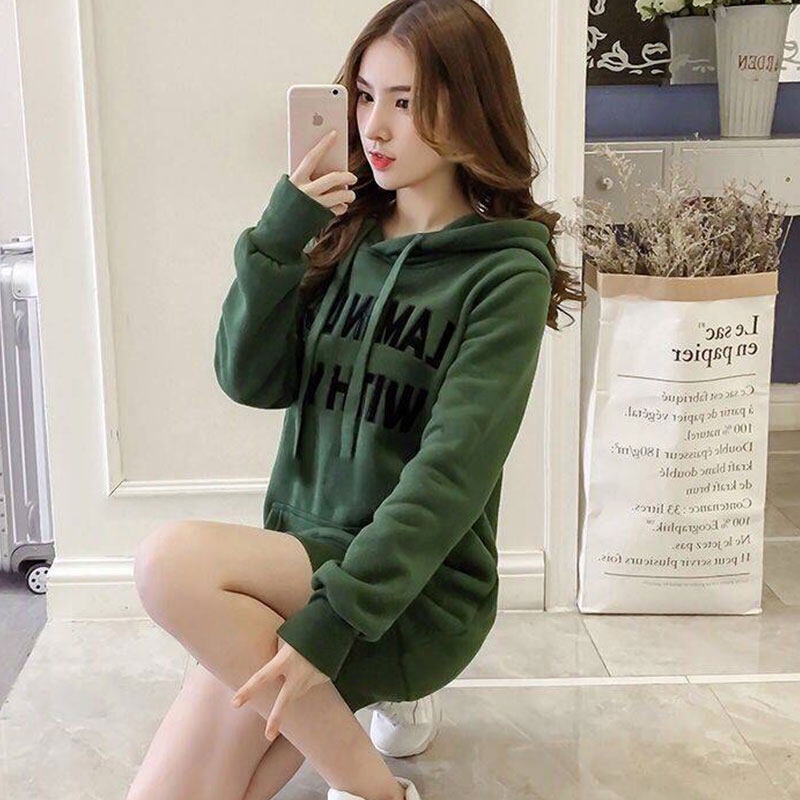 Áo hoodie YEYA form rộng bằng vải nhung phong cách Hàn Quốc thời trang mới