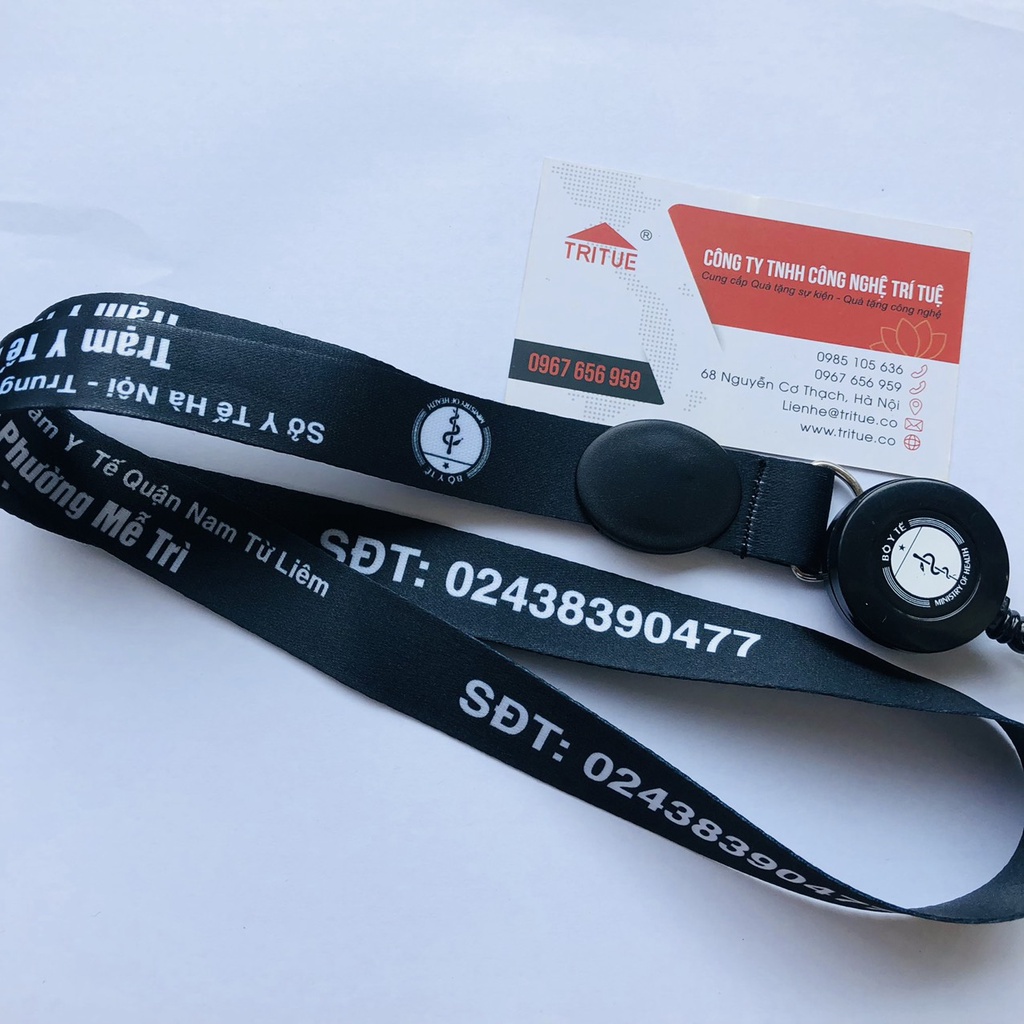 Xưởng in dây đeo thẻ satin chuyển nhiệt, dây đeo thẻ nhân viên đặt in theo yêu cầu giá rẻ HÀ nội