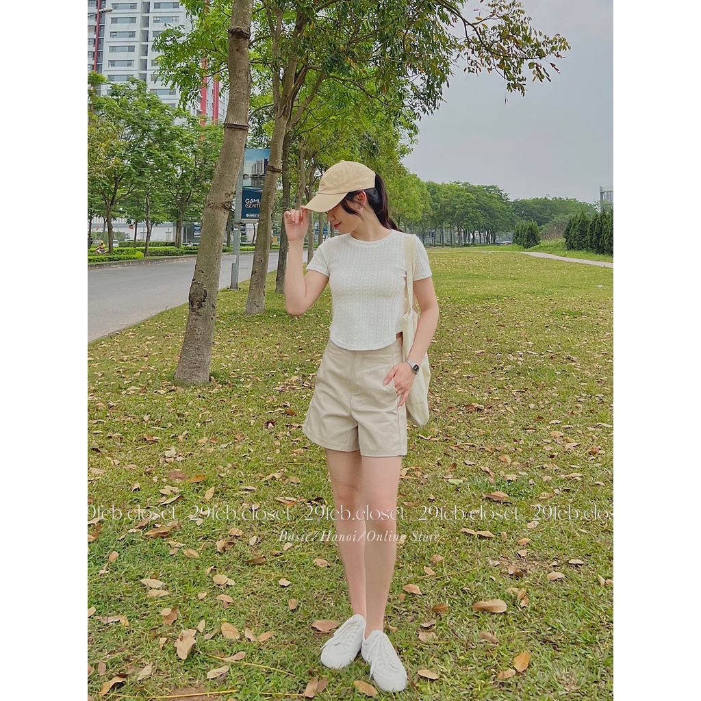 [Ảnh thật/Video] Áo thun len gân vạt bầu - 29feb.closet - A61