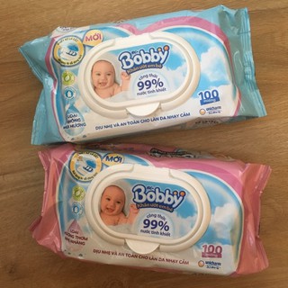 Khăn ướt Bobby không mùi 100 tờ