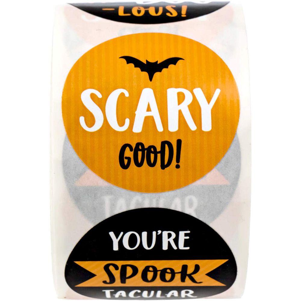 Cuộn 500 Nhãn Dán Trang Trí Túi Kẹo Phong Cách Halloween