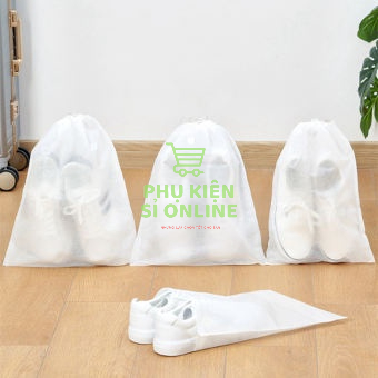 Túi đựng quần áo, giày dép dây rút màu trắng size to  cm/ Túi đựng vật dụng khi đi du lịch, giã ngoại