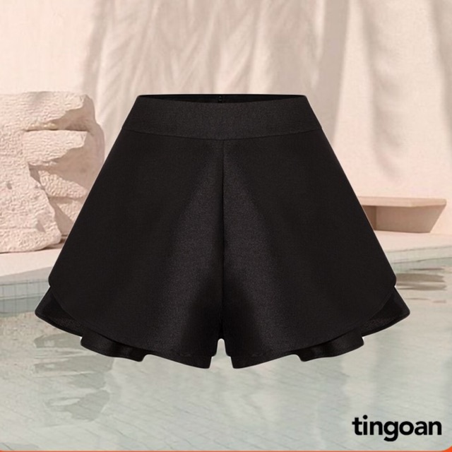 Quần váy cạp cao xoè 2 tầng đen tingoan CHARMIE SKORT/BL