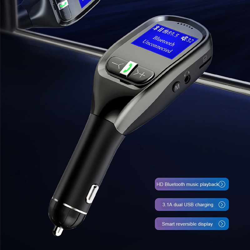 Car Bluetooth Fm Transmitter Mp3 Player Hands-Free Wireless Kit Usb Charging Interface Support Tf Card Usb Flash Driver