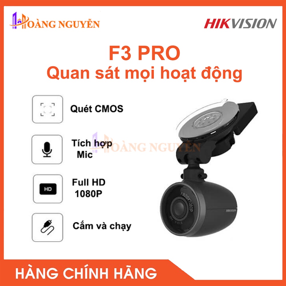 [NHÀ PHÂN PHỐI] Camera Hành Trình Hikvision F3 Pro - Full HD, Tích Hợp GPS + Cảm Biến Gia Tốc - BẢO HÀNH 24 THÁNG