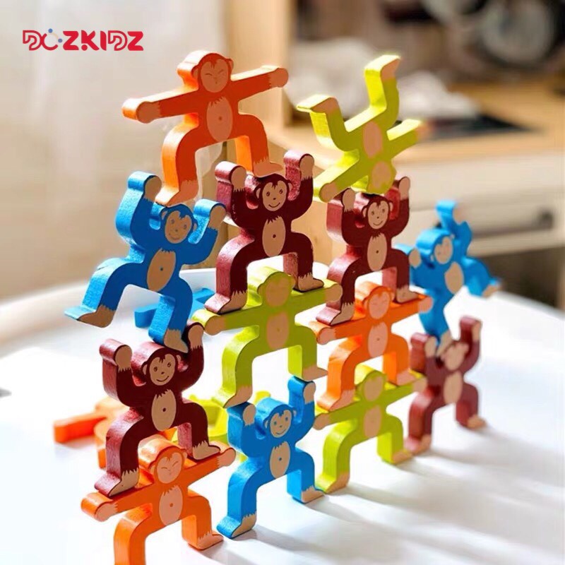 Đồ chơi gỗ tư duy sáng tạo - Xếp 15 khỉ thăng bằng - DOZKIDZ