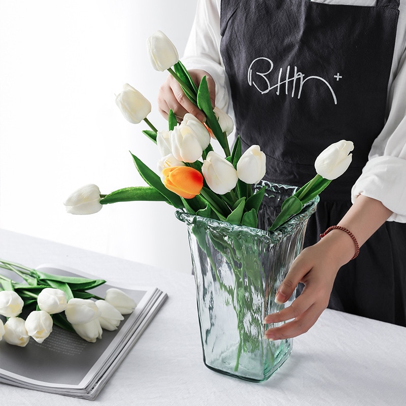 10 Chiếc Cảm Ứng Thật Nhân Tạo Hoa Tulip Cô Dâu Bó Hoa PU Giả Cho Ngày Của Mẹ Trang Trí Đám Cưới Tiệc Sinh Nhật Trang Trí Sân Vườn Nhà