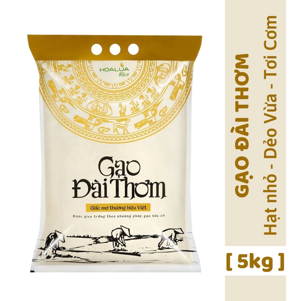 Gạo Đài Thơm Hoa Lúa túi 5kg - Tơi xốp, mềm cơm, thơm nhẹ