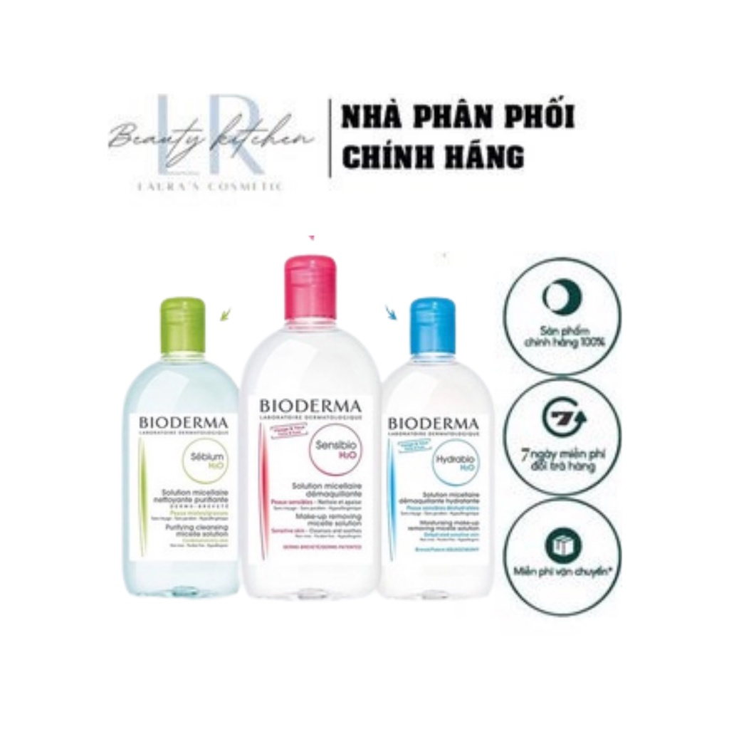Nước Tẩy Trang Pháp Bioderma H2O 500ml xanh hồng, dịu nhẹ dành cho mọi loại da không gây kích ứng và đánh bay mụn