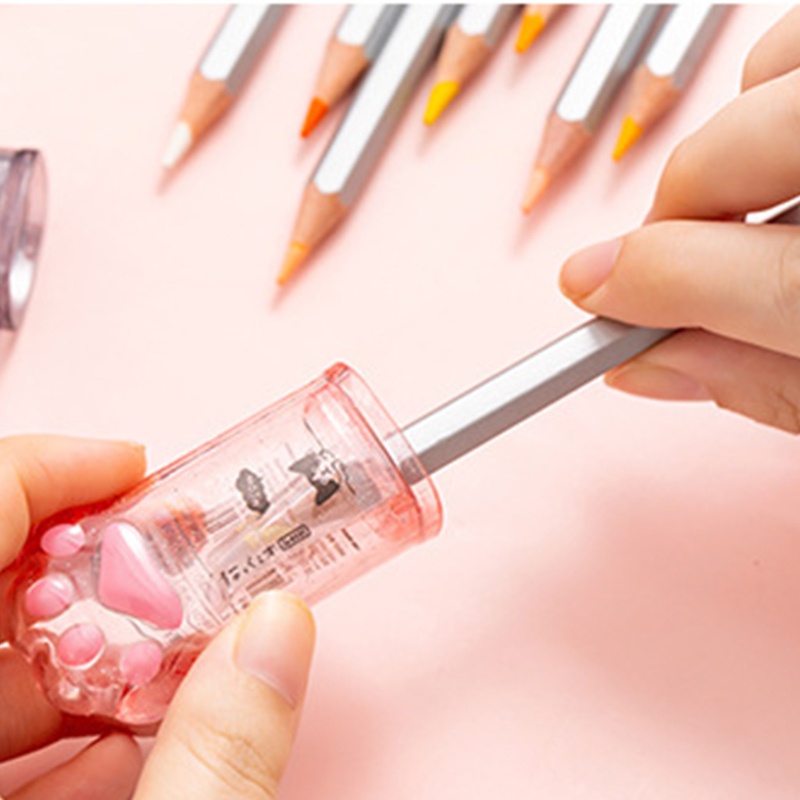 Dụng Cụ Gọt Bút Chì Bằng Gỗ Hình Chân Mèo Màu Hồng Dễ Thương (6-8M)