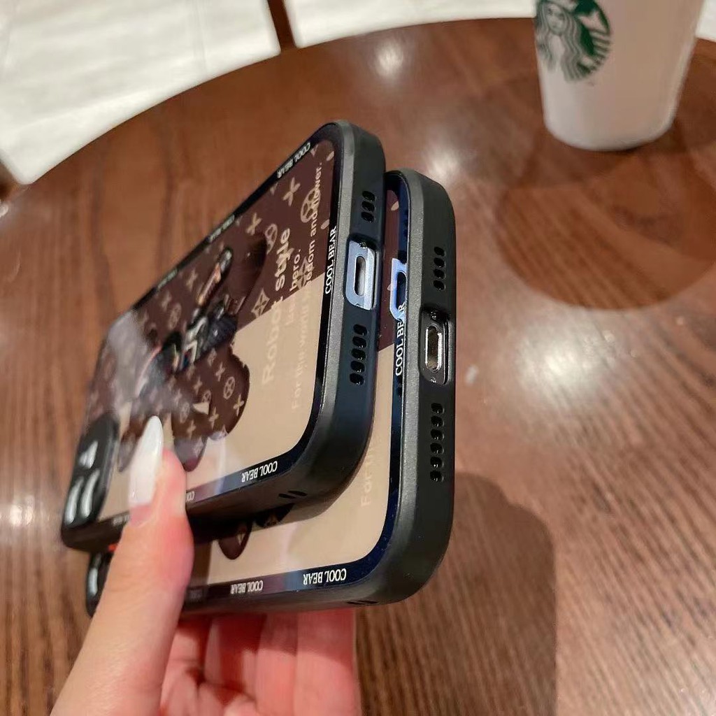 Ốp điện thoại acrylic in hình gấu LV cho iphone 13 Pro Max i13 13pro 12 Pro Max i12 12 Pro 11 Pro Max i11 7plus 8plus iX XS