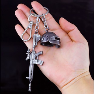 Bộ Móc Khóa M416 Và Mũ Level 3 Pubg Thép - Tặng Kệ Trưng Bầy