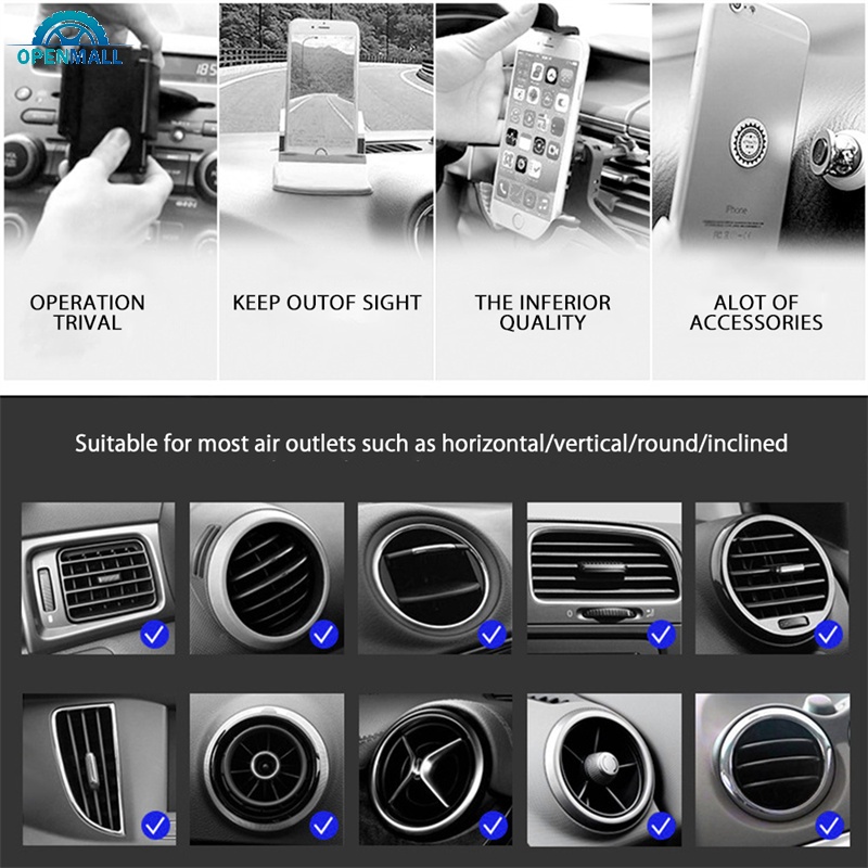 Giá Đỡ Điện Thoại Gắn Lỗ Thông Gió Xe Hơi Chống Trượt Xoay 360 Độ Tiện Dụng° Giá Đỡ Điện Thoại Đa Năng Dễ Điều Chỉnh
