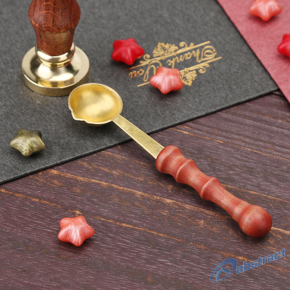 READY STOCK Vintage Sealing Stamp Spoon Wooden Handle Wax Melting Spoons for Cards Tool