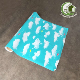Giấy dán tường bầu trời mây màu xanh - [ 50cm x khổ 90cm ] - có sẵn keo