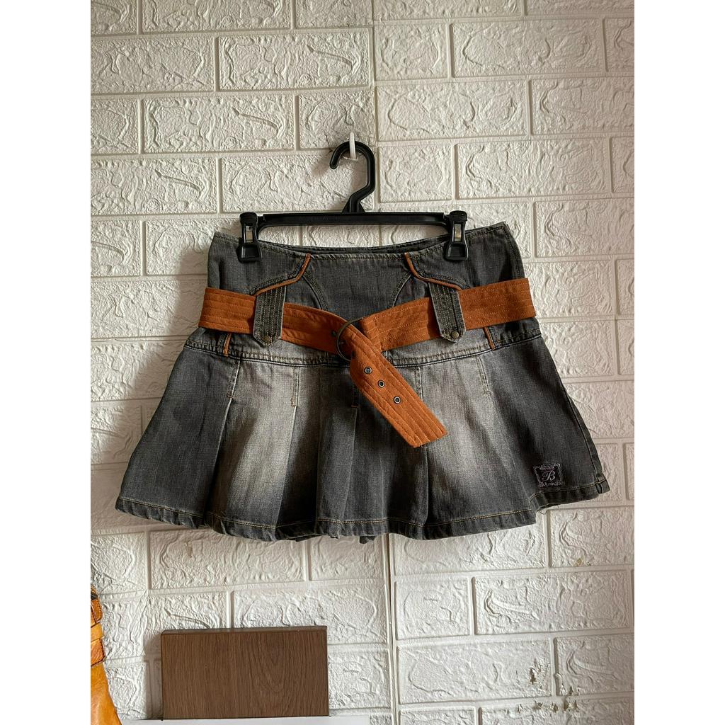 Chân váy Jeans xếp ly