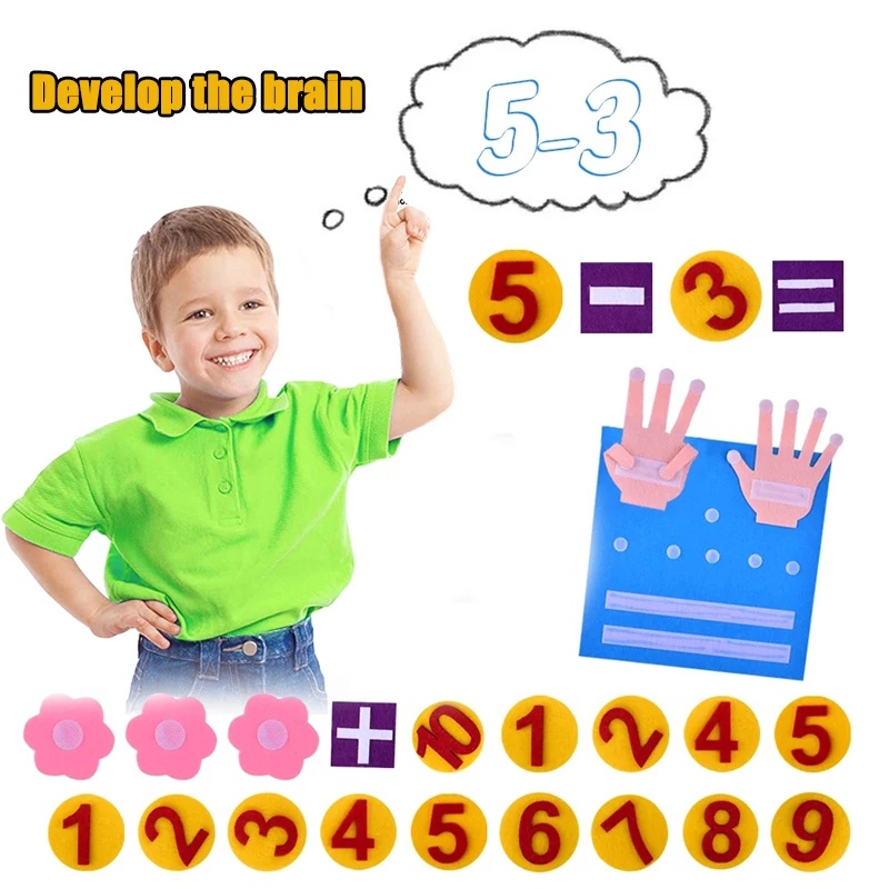 Bộ Đồ Chơi Hỗ Trợ Dạy Toán Bằng Vải Nỉ Không Dệt Cho Trẻ Em