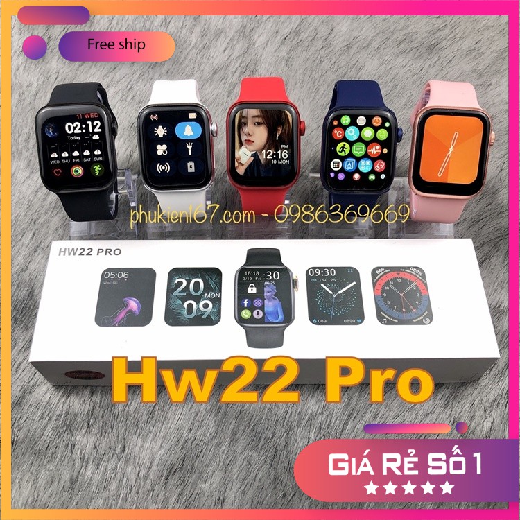 [HW22 Pro Smart Watch] Đồng hồ thông minh HW22 Pro - Series 6 - Cài hình nền - Nút xoay được - Nút nguồn - Sạc không dây