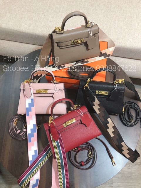 Túi Chữ H Hàng da Xước khoá vàng 2 Quai size 18cm Tặng kèm khăn quấn | BigBuy360 - bigbuy360.vn