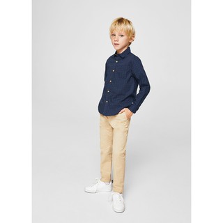 Hàng hiệu chính hãng Mango Áo sơ mi dài tay cho bé trai - Màu xanh Navy họa tiết lập thể - size 5: chiều cao 105-110 cm