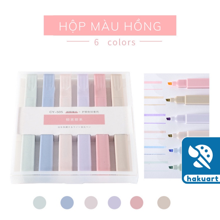 Set 6 Bút Highlight CY-505 Cream Color Pastel - Họa Cụ Hakuart