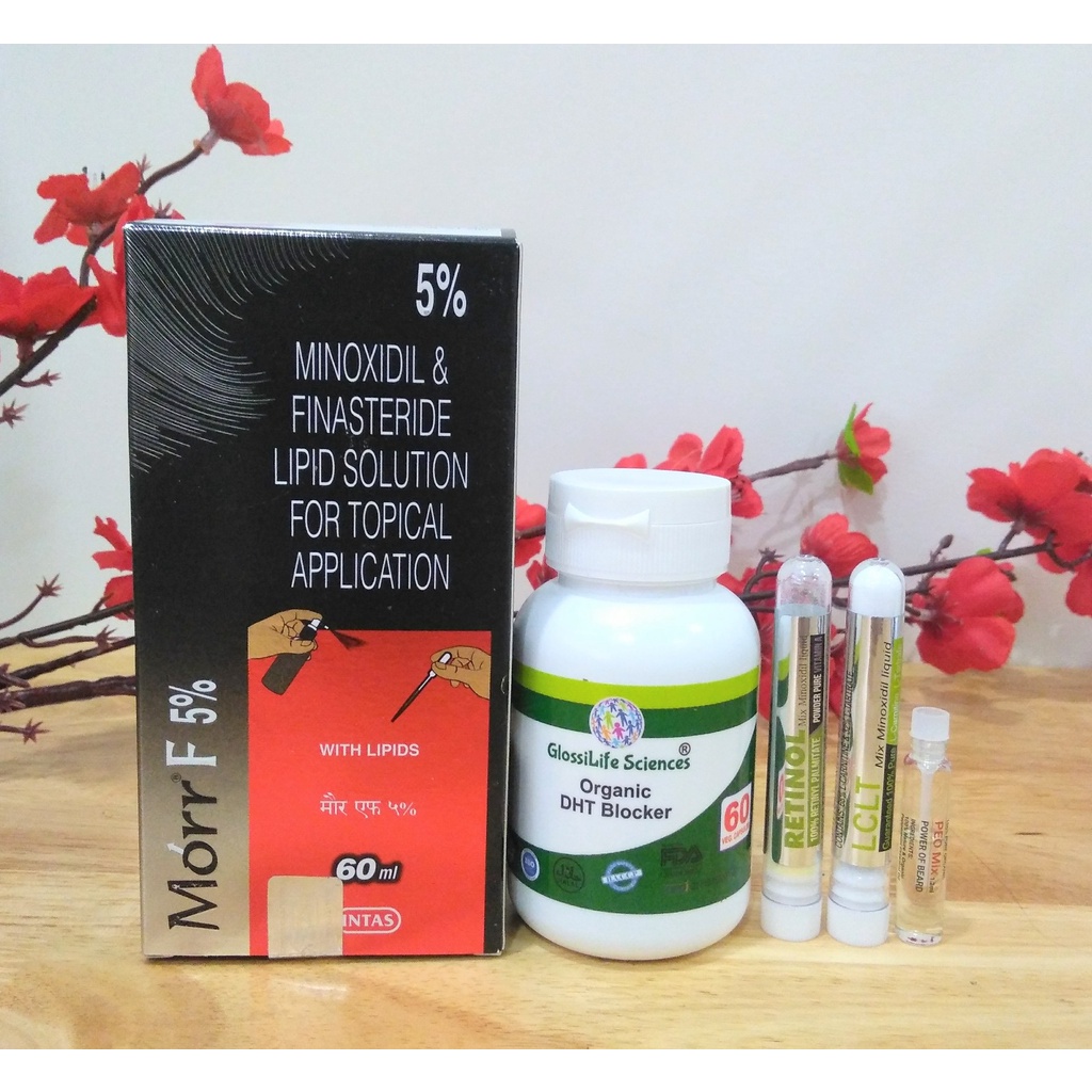 Combo Morr F5% Hỗ Trợ Mọc Tóc Hói Nhanh Minoxidil + DHT Organic + LCLT + RETINOL + PEO 1,2ML