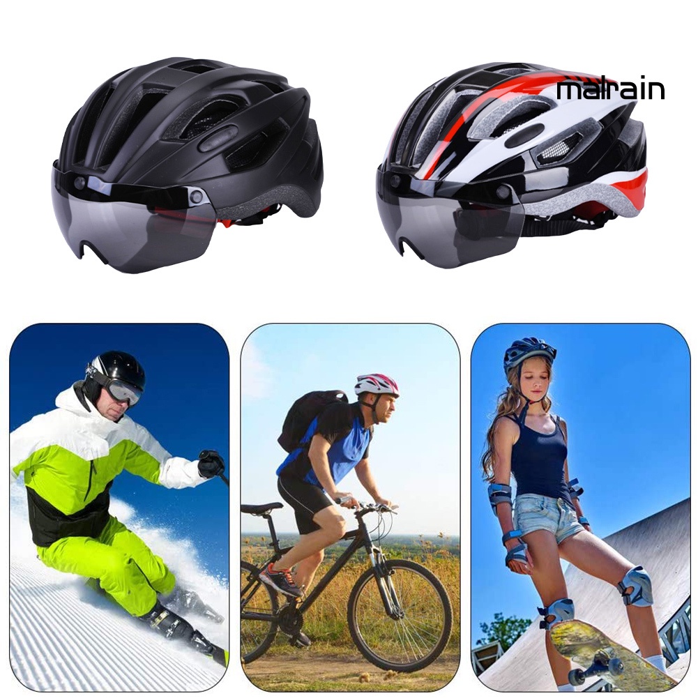 Mũ Bảo Hiểm Kèm Kính Bảo Hộ Có Thể Tháo Rời Thời Trang Đi Xe Đạp Cho Nam Và Nữ