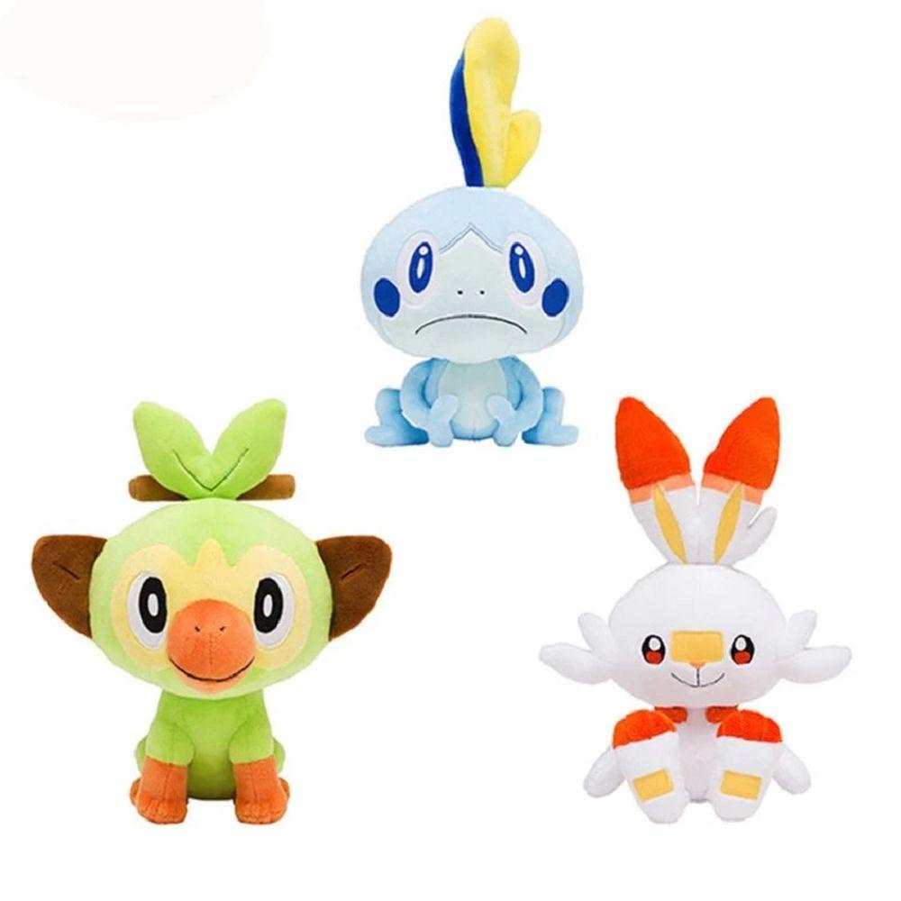 LACYES Kids Grookey Stuffed Toys Collection Toys Scorbunny Sobble Plush Toys Christmas Gift Anime Cartoon Dolls Elf Figure Plush Toys Rabbit lizard monkey for Children Pokemon Toys