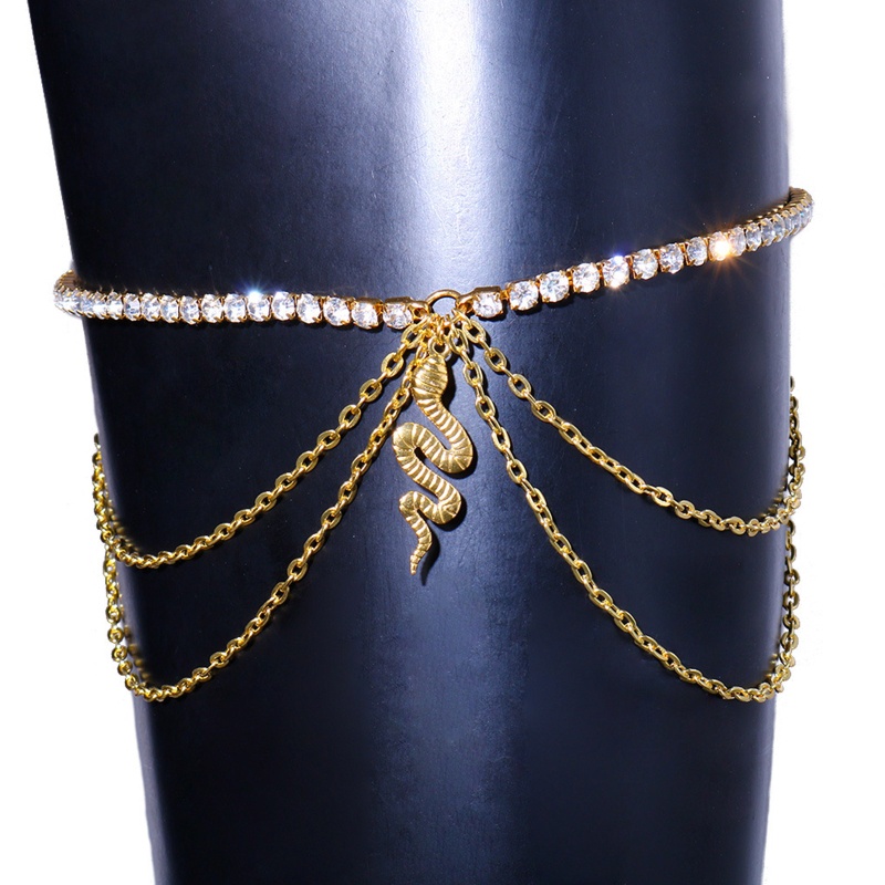 Youyo Chuỗi Vòng Đeo Chân Lủng Lẳng Xỏ Hạt Đá Màu Vàng Kim Phong Cách Goth