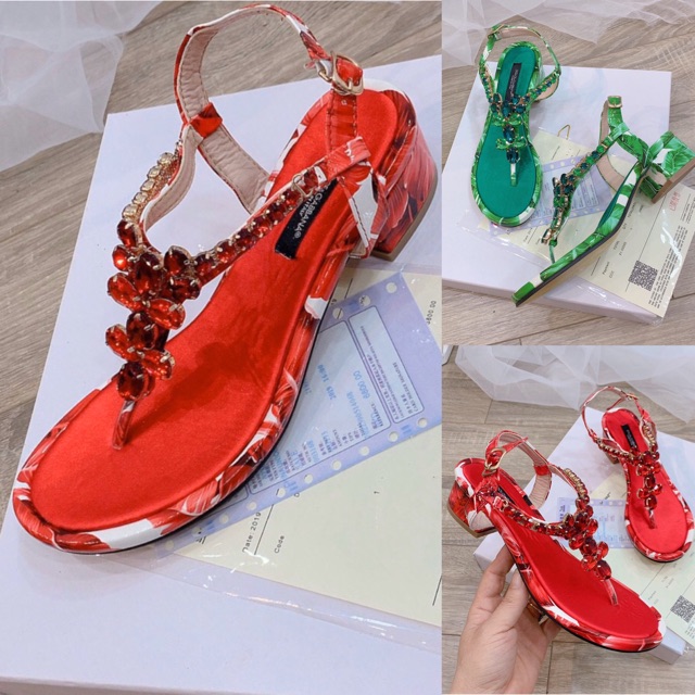 Sandal dolce d&g quai đá đế hoa fullbox