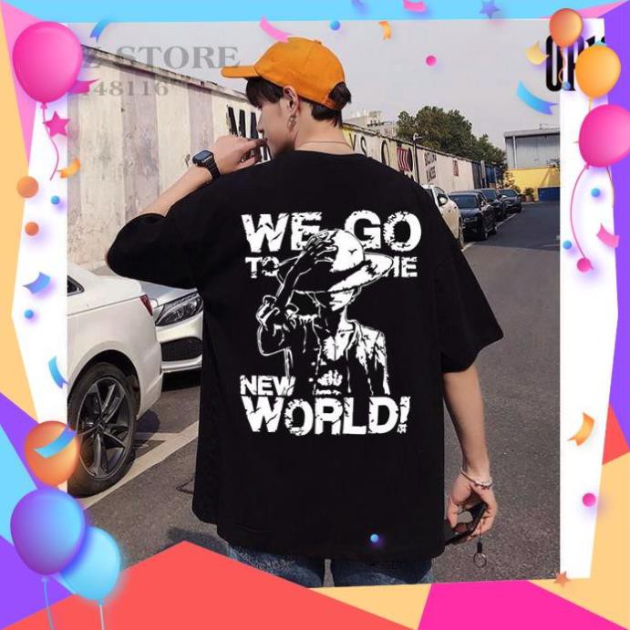 SALE- áo thun one piece OP13  OVERSIZE UNISEX ( Màu ĐEN) -MILO STORE