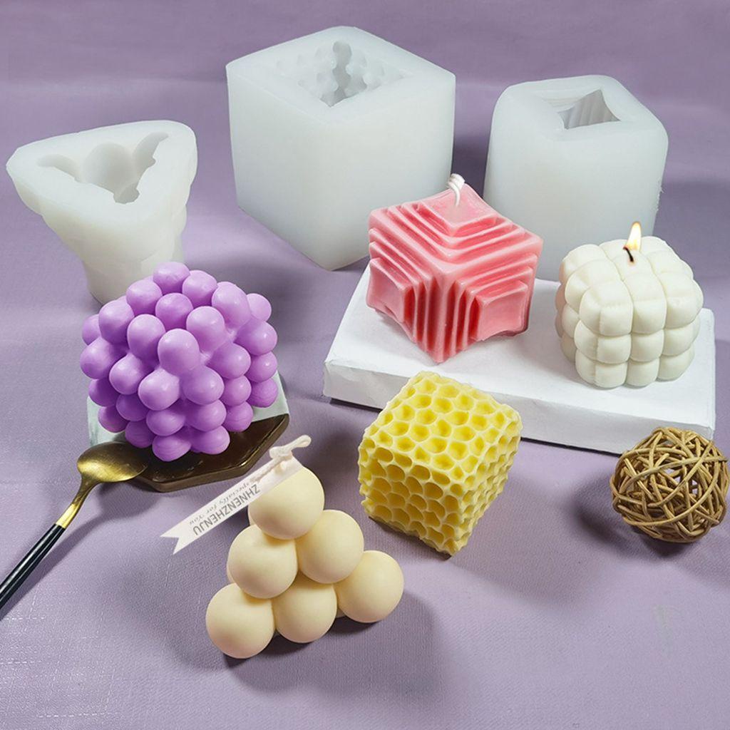 Khuôn Silicone Làm Nến DIY Không Dính Kiểu Dáng Hình Học Sáng Tạo