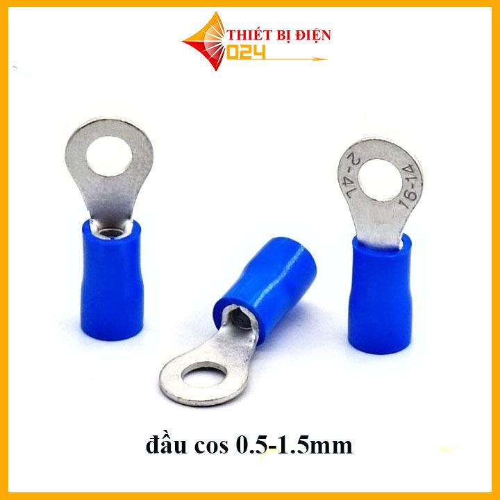 [100cái] Đầu cos dây điện tròn bọc nhựa RV 1.25-3, đầu cốt bấm dây điện 0.5mm 1.5mm, cosse (cót) đồng đấu nối điện