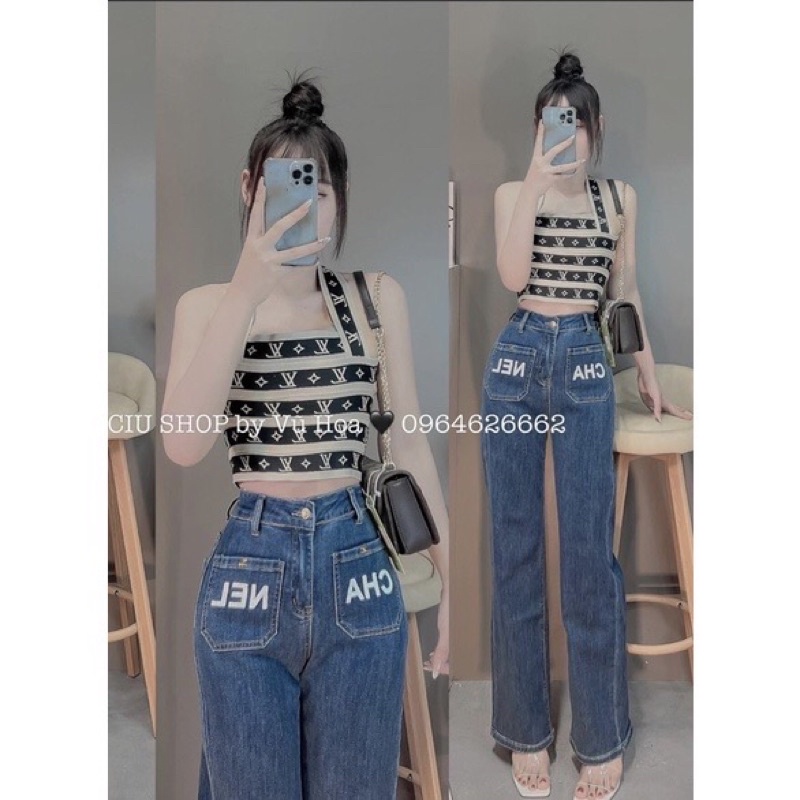 Áo 2s 2 dây chéo lưng croptop chất len dệt kim nhiều hoạ tiết