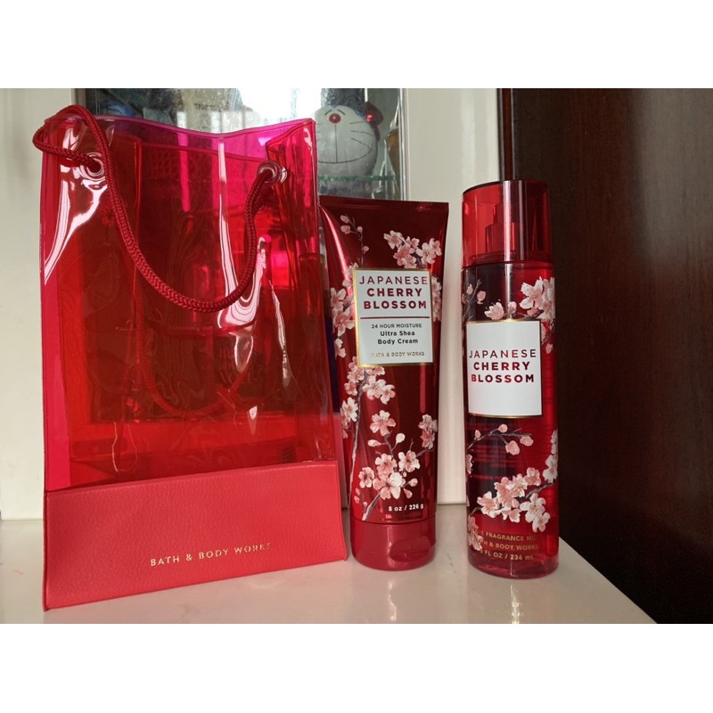 BILL US - Bộ sản phẩm set 3 loại Japanese cherry blossom mist gel tắm túi xách fullsize